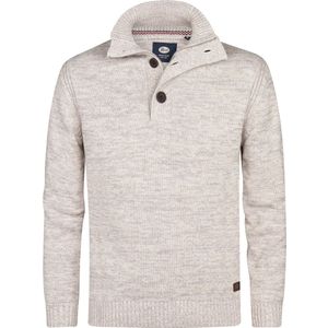 Petrol Industries Heren Trui - Gebreide Trui - Regular Fit - Opstaande Kraag - Katoen - Truien - Pullover - Wit - Maat XXXL