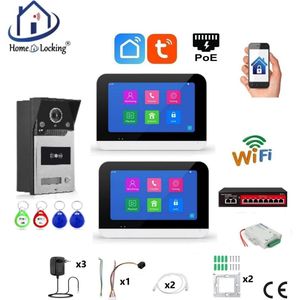 Smart WIFI deur intercom touchscreen met bediening via Smart Life APP werkt met Alexa en Google spraaksturing. T-2302V-1-2
