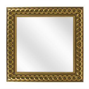Spiegel met Gevlochten Houten Lijst - Goud - 40x40 cm