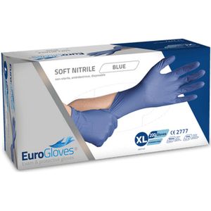 Eurogloves handschoenen - soft nitrile - blauw - X-Large - poedervrij- 40 x 100 stuks voordeelverpakking