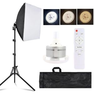 Softbox Verlichtingsset - Studio Verlichting - LED Fotolamp 85W - Tweekleurige LED Verlichting 3000K-7500K - Dimbaar - 40x40cm Softbox - Lichtstatief 1,7m - Afstandsbediening - Voor Fotografie - Inclusief Opbergtas - Zwart/Zilver
