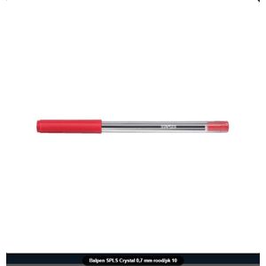 STAPLES - Balpen SPLS Crystal - 0,7 mm - Rood - Pak a 10 stuks