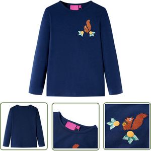 vidaXL Langmouwig Hemd - Kinderhemd - Kindershirt met lange mouwen 116 marineblauw - Meisjeshemd - Jongenshemd - Blauwe Kleding