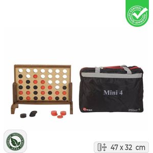Luxe  Vier-op-een-Rij in Opbergtas-Top-Kwaliteit - Strategisch en tactisch spel - Compleet met stenen en houten release bar - Eco hout - Superluxe
