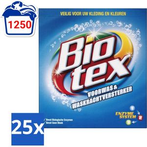 Biotex - Voorwas & Waskrachtversterker - Waspoeder - Witte en Gekleurde Was - 50 Wasbeurten - Bulkverpakking - 25 stuks