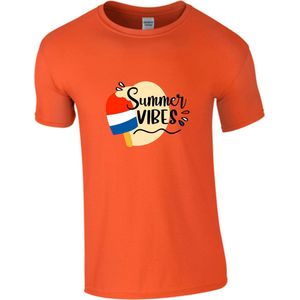 Summer Vibes Zomers Zomer Heren T-shirt Maat L - Oranje