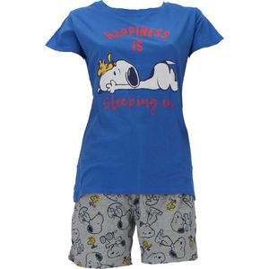 Snoopy dames shortama / pyjama, 2-delig, maat M, met opdruk ; Happiness is...