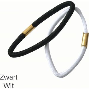 Haar basis haarelastieken op kaartjes - Wit Zwart - 7cm - 5mm - 2x 12 stuks haar elastiekjes (totaal 24 stuks) - Volwassen Tieners Kinderen
