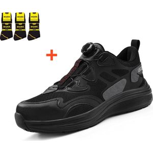 Lia LEGEND ® Smart PRO Anti-Slip draai sluiting veiligheidsschoenen heren dames met 3 paar werksokken , sneakers sportief werkschoenen lichte sportieve ademende met stalen neus.