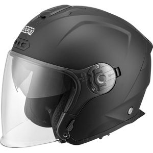 BEON B203 Scooterhelm - M - Jethelm met Lang Vizier - Motorhelm - Geschikt voor Vespa, Scooter, Brommer, Motor en Snorfiets - Mat Zwart