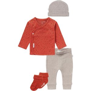 Noppies - Kledingset - 5 delig - Broek Naura Taupe - Overslag shirt Lyoni ginger - Muts Nevel Taupe - 2 paar ginger sokjes - Maat 56