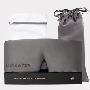 Lune & Eve® Zijde Slaapmasker Set – Antraciet – 3-delige Luxe Bundel: Slaapmasker, Waszakje & Opbergzakje – 23 Momme Mulberry Silk – Verduisterend & Hypoallergeen