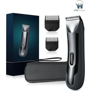 LifeStages - Bodygroomer Mannen - Elektrische Liegdtrimmer - Oplaadbare Body Groomer Met Opbergkoffer Scheermes Voor Privédelen & Schaamhaar - Waterdicht Nat En Droog Elektrisch - Zwart
