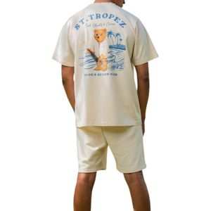 CXIV - Backprint St. Tropez - T-shirt - Pearl White - Katoen