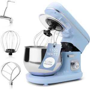 Deegmachine - Kneedmachine - Met 5L Mengkom - 1100 Watt - 5 Functies - Baby Blauw