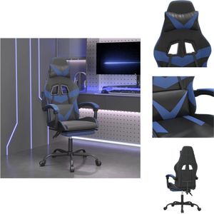 vidaXL Gamingstoel - Gamingstoelen - Televisiestoel - Racingstoel - Gamestoel met voetensteun kunstleer zwart en blauw