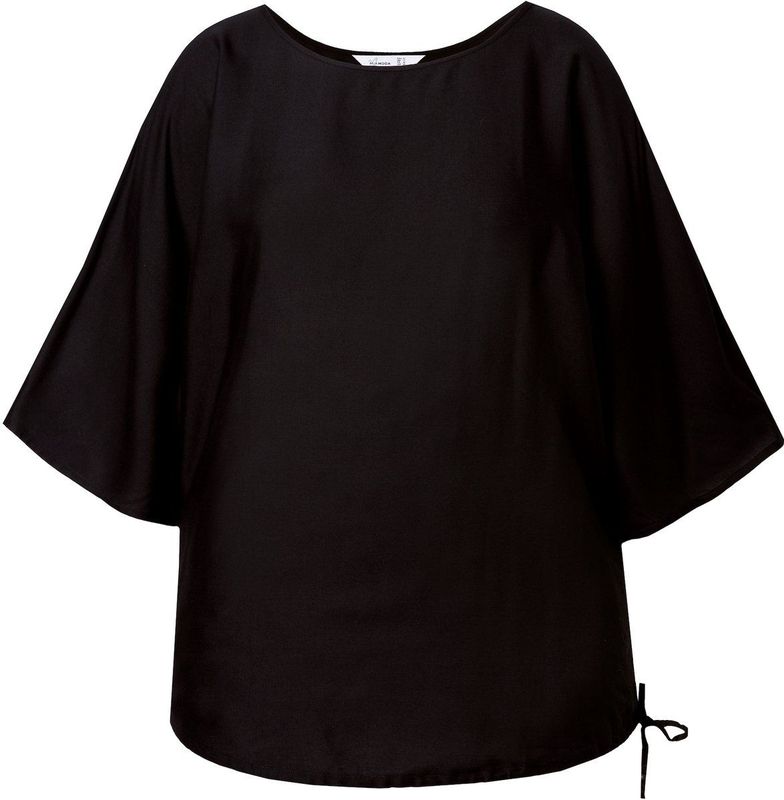 MIAMODA - Dames - Overhemdblouse satijn zoom met trekkoord - Zwart - Maat 42