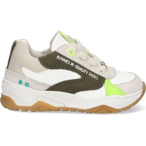 BunniesJR 224374-401 Jongens Lage Sneakers - Offwhite/Wit/Groen - Leer - Veters