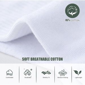 6 Paar Ademend Sportsokken voor Dames en Heren - Tennissokken, Hardloopsokken en Werksokken in Wit en Zwart