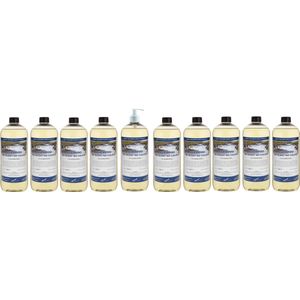 Shampoo No Scent No Colour - 1 liter (transparant) - 10 stuks met witte pomp - Voordeelverpakking - Haarverzorging