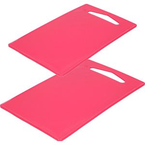 Kunststof snijplanken set van 2x stuks roze 27 x 16 en 36 x 24 cm - Keuken/koken accessoires