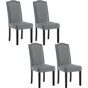 Rootz Set van 4 eetkamerstoelen - stoelen met hoge rugleuning - fluwelen zitting - comfortabel en ondersteunend - duurzaam massief hout - vloerbescherming - 47 cm x 103 cm x 63 cm
