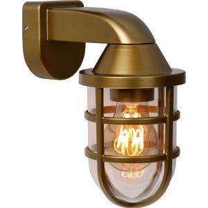 Lucide LEWIS - Wandlamp Binnen/Buiten - 1xE27 - IP44 - Mat Goud / Messing