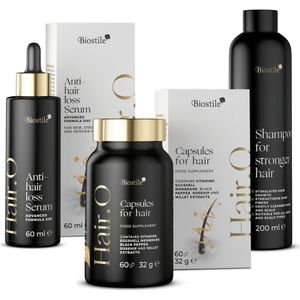 Biostile – Hair.o Set – Complete oplossing Tegen Haaruitval voor Mannen en Vrouwen - 60 ml - 60 Capsules - 200 ml