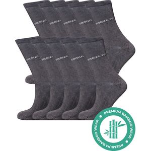 SQQUADD® Bamboe Sokken Dames en Heren - Unisex 10-pack - Maat 47-50 - Naadloos en Duurzaam - Tegen Zweetvoeten - Bamboo - Grijs/Blauw
