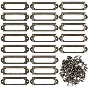 50 Stuk - Metalen Labelhouders - Brons - Metalen Rechthoekig Labelhouders - 59x17mm - Met Schroeven - Voor Meubels, Laden, Kasten, Kaarten, Naamplaatjes - Antieke Meubels Lade Kast Taghouders - Bibliotheek Labelhouders - Metal Furniture Label Holders