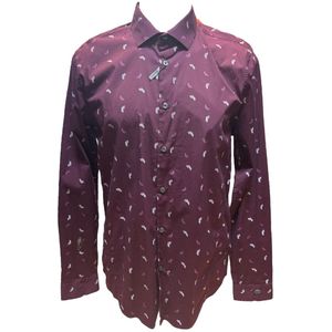 Cast Iron Overhemd - Mannen - Paars / Wit - Maat XL