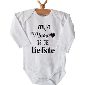 Mijn mama is de liefste Baby Rompertje unisex | Lange mouw | wit | maat 62/68