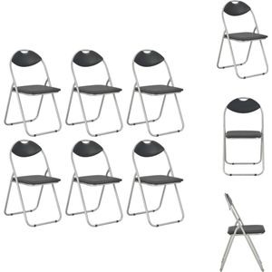 vidaXL Klapstoelen Set - Eetkamerstoelen - 44x43x80.5 cm - Zwart/Zilver - Stalen Frame/PVC - Eetkamerstoel
