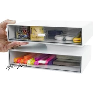 Mrs. Jones bureauorganisator stapelbare organizer - lade plastic make-up opslag - wit .