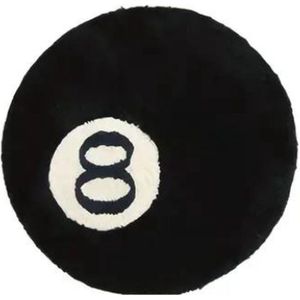 Theez Rugs Exclusieve 8 Ball Tapijt - 65 cm Wit & Zwart Hypebeast Tapijt - Stoere Tapijten en Esthetische Tapijten voor Slaapkamer & Woonkamer