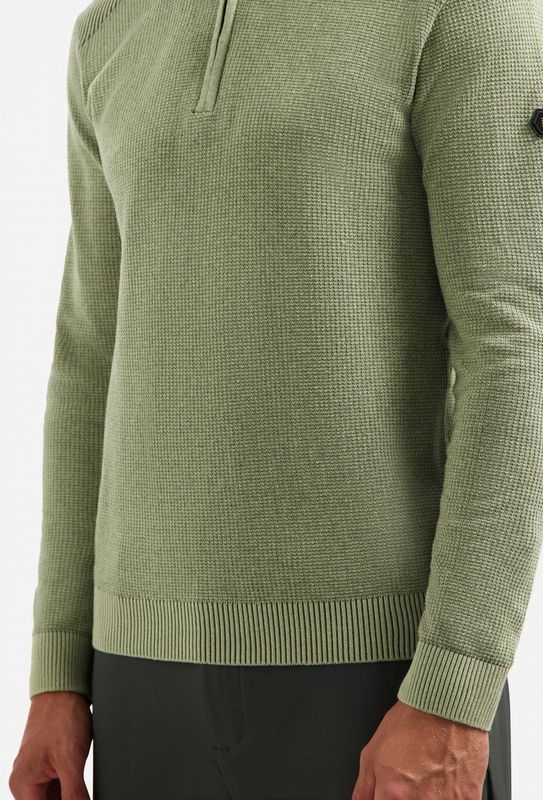 No Excess - Pullover Half Zip - Lichtgroen - Gebreide Structuur