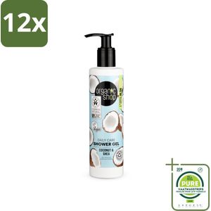 Organic Shop - Daily Care Coconut & Shea Shower Gel - Hydratatie & Verzorging - 280 ml - Voordeelverpakking - 12 stuks - Biologische douchegel - Hydraterende douchegel