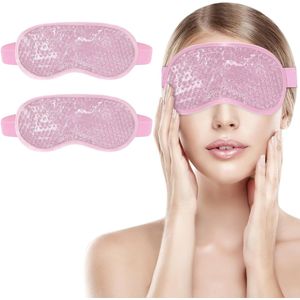 Verkoelende oogmaskers - Set van 2 - Slaapoogmaskers - Kan warm of koud gebruikt worden - Herbruikbare warme en koude therapie gelparels - Ontspannend - Gel - Roze - Voor stressverlichtende huidverzorging