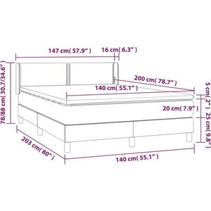 vidaXL - Boxspring - met - matras - stof - donkergrijs - 140x200 - cm