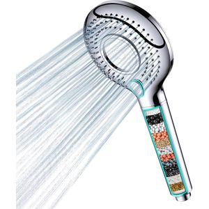 Douchekop met filter - hoge druk - spaardouchekop - 1 stuks - wit - kunststof