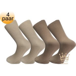 Nakkie's Medische sokken | 100% katoen | Anti bacterieel | 4 paar | Beige | Maat 39/42 |Sokken voor diabeten | Anti bacterieel | Sokken zonder elastiek | Naadloos