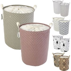 LessMo Wasmand met trekkoord, opbergsorteerder, opvouwbare pop-up wasmanden, waterdicht rond katoenlinnen, [2 stuks, verdikt 19,7""/groot]