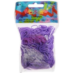 Rainbow Loom Elastiekjes - Lila - met 24 clips