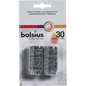 Bolsius kaarseringen 30 stuks zilver op blister verpakking