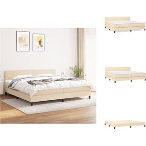 vidaXL Boxspringbed - - Bed - 203 x 200 x 78/88 cm - Crème - Stof en multiplex - Pocketvering matras - Middelharde ondersteuning - Huidvriendelijk topmatras - Bed