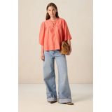 Sissy-Boy - Lichtrode Blouse - Pofmouwen - Driekwart Mouwen - Regular Fit