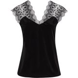 WE Fashion - Shirt - Zwart - V-hals - Kwartmouw - Fluweel/Nicky Velours