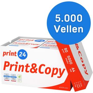print24 Printerpapier kopieerpapier 5000 vellen 10 x 500 A4 80g premium wit PEFC-gecertificeerd