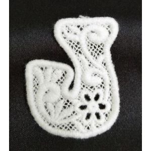 Kanten Applicatie Alfabet - 4,5 CM hoog - Wit Kant - Letter J