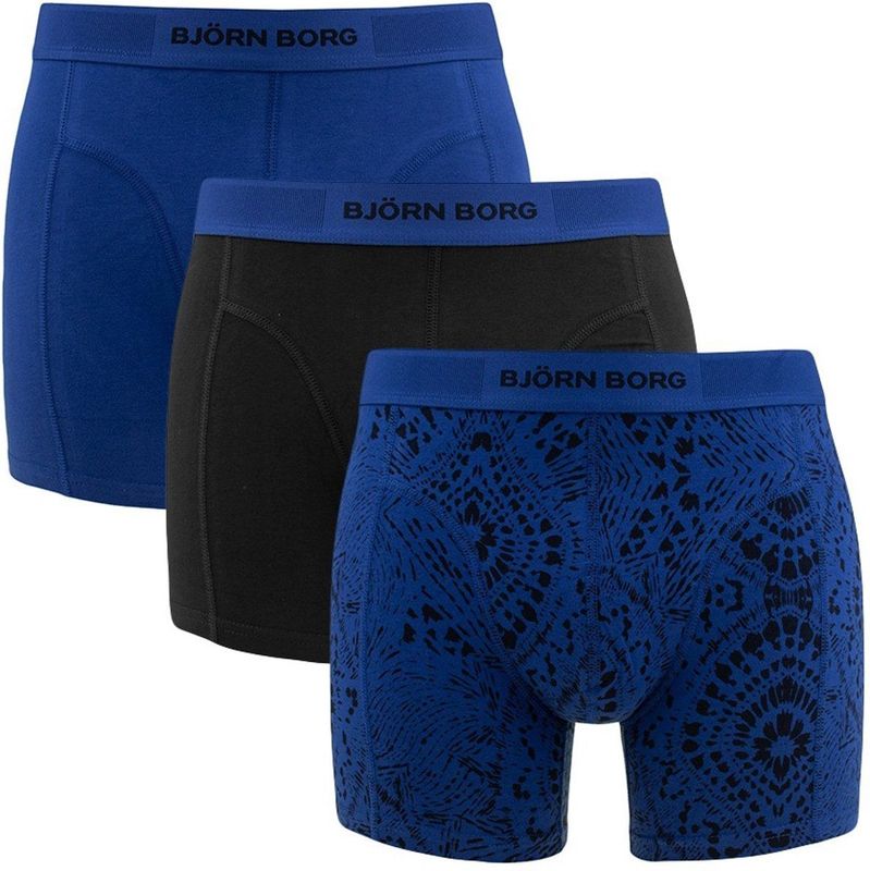 Björn Borg heren cotton stretch 3P boxers basic print blauw & zwart II